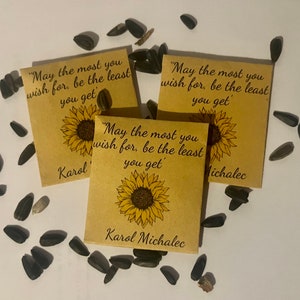 Mini seed packets | sunflowers seeds personalised | sunflower | sunflower gift | mini packs | funeral | Wake | Memorial | Keepsakes