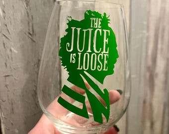Personalised cocktail glass | Juice is loose | Gift | Drinking Glass | Beetlejuice | No stem glass | Film | Classic | Personalised | Custom