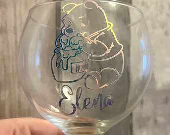 Personalised cocktail glass, gin glass, birthday gift, anniversary gift, Christmas gift. Fully customised, Winnie the Pooh, Disney glass