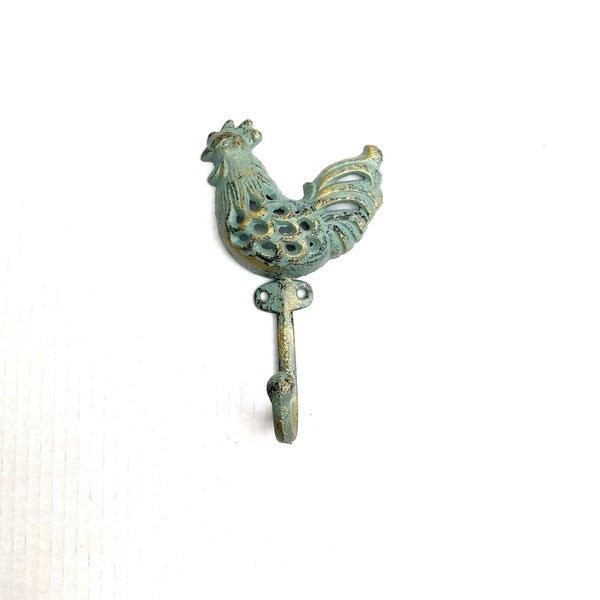 Cast iron rooster hook, hook, coat hook, wall hook, coat hanger, towel hook, cast iron hook, rooster hook, rooster, farm hook, farm, frm42gr