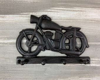 Key Rack BIKE RIDER HARLEY Coat Hooks Cast Iron MOTORCYCLE Towel Hat Hook