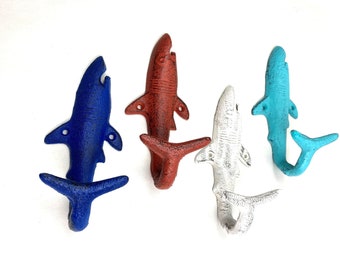 Cast iron Shark hook, nautical hook, shark, coat hook, sea hook, beach hook, towel hook, wall hook, sea creature hook, shark hook, scb109