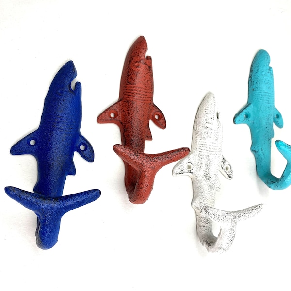 Cast iron Shark hook, nautical hook, shark, coat hook, sea hook, beach hook, towel hook, wall hook, sea creature hook, shark hook, scb109