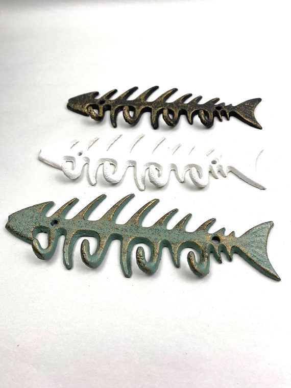 Cast Iron Fishbone Key Rack, Nautical Hook, Ocean Hook, Hook, Sea