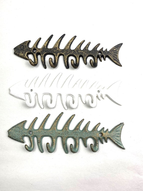 Cast Iron Fishbone Key Rack, Nautical Hook, Ocean Hook, Hook, Sea