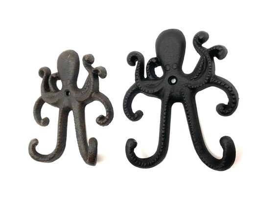 Cast Iron Octopus Hook, Nautical Hook, Ocean Hook, Coat Hook, Sea