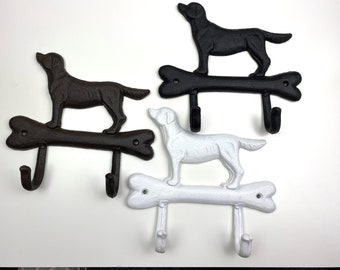 Cast iron dog & bone hook, dog hook, leash hook, wall hook, hook, coat hook, cast iron hook, animal hook, pet hook, ani12, ani13