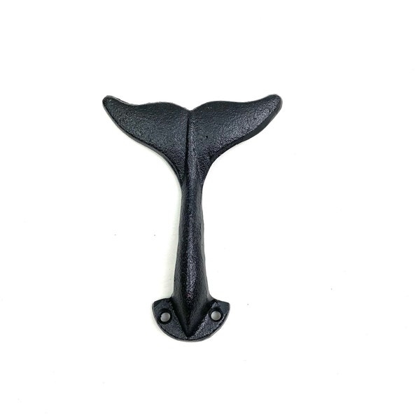 Cast iron whale tail hook, nautical hook, ocean hook, coat hook, sea hook, beach hook, towel hook, wall hook, hook, whale hook, scb08blk