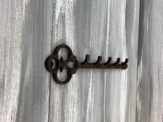 NEW Cast Iron Guitar Key Rack w/ 5 Hooks Hangers Wall Art Decor 