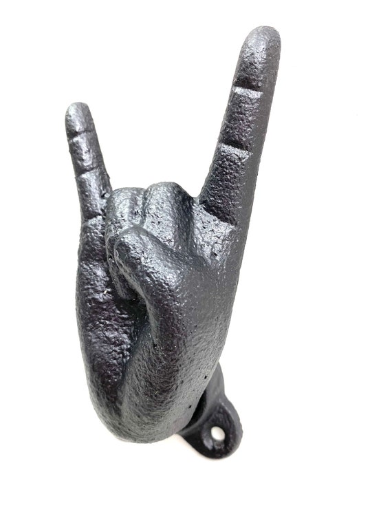 Cast Iron Rock on Hand Hook Hook Coat Hook Wall Hook Hanger Cast Iron Hook Rustic Hook Modern Hook Rock on Hook Hand Hook misc07 Etsy UK
