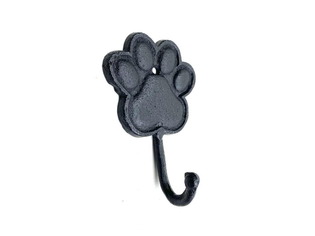 Cast Iron Pawprint Dog Hook Dog Hook Leash Hook Wall Hook Etsy