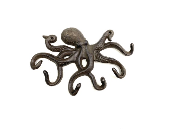 Cast Iron Octopus Hook, Nautical Hook, Ocean Hook, Coat Hook, Sea
