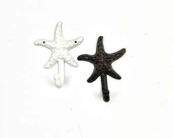 Cast iron starfish hook, nautical hook, coat hook, sea hook, beach hook, towel hook, wall hook, hook, starfish hook, scb74, scb102brn