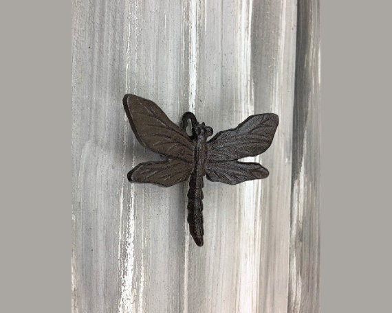 Set of 2 Butterfly and Dragonfly Oil Rust Cast Iron Wall Hooks Set of 2 Butterfly and Dragonfly Oil Rust Cast Iron Wall Hooks