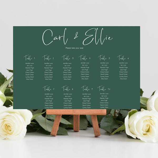 Bespoke Table Plan, Wedding Table Plan, Various Designs Available, 300gsm card or Foam Board, Various Sizes.