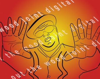 Biggie Smalls digital line art svg. png. & jpg.