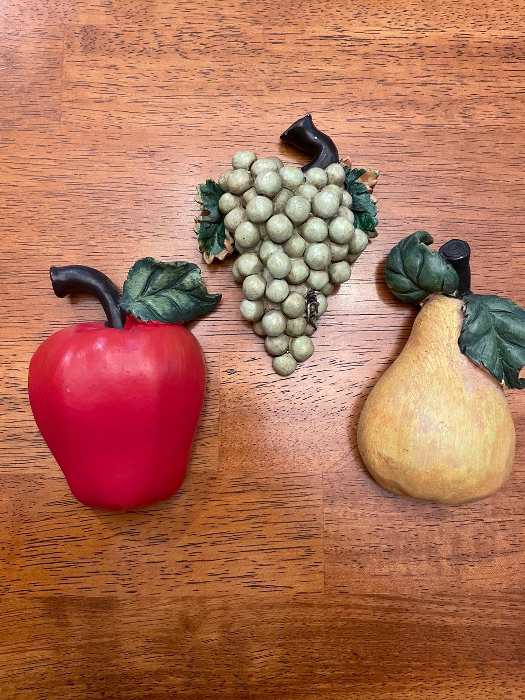 Vintage Plaster Chalkware Fruit Wall Decor Set of 3 Apple Etsy