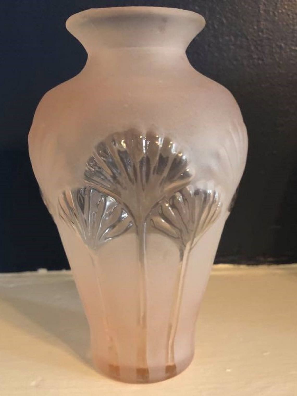 Vintage Pink Glass Vase Art Deco Pink Embossed Fan Design Etsy