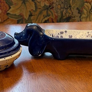 Vintage Ceramic Blue Speckled Dachshund candy dish/relish bowl/trinket bowl/jewelry holder and Berry Bowl