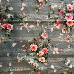 Valance curtains, green floral, set of 2