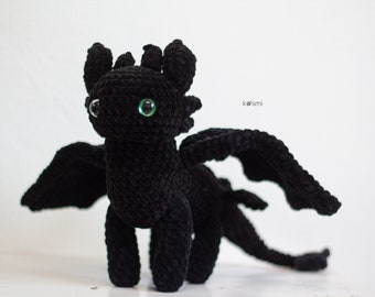 Crochet pattern Plush black Dragon, amigurumi night dragon, crochet pattern black dragon