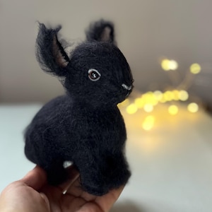 Black plush bunny rabbit toy, cute Easter bunny gift