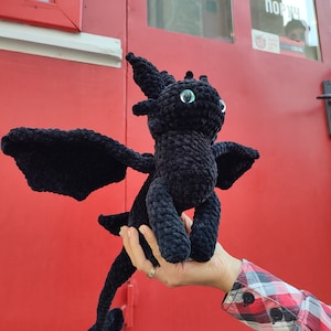 Plush black Dragon, plushie dragon, night dragon, black dragon toy, action dragon