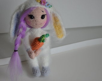 Bunny doll girl, Doll bunny ears, plush bunny, white bunny girl