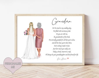 Grandmother of the Bride Gift | Grandmother Poem | Gran Wedding Poem | Wedding Gift  | Gift for Nan | Present | Wedding Keepsake | Nan Print