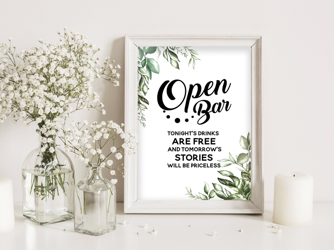 Open Bar Wedding Sign Wedding Sign Wedding Stationery Etsy