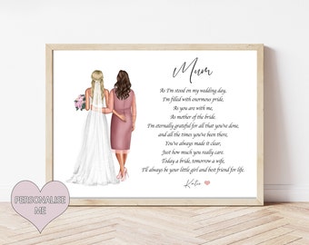 Mother of the Bride Gift | Mother of Bride Poem | Mum Wedding Poem | Wedding Gift  | Gift for mum | Present | Wedding Keepsake | Mum Print