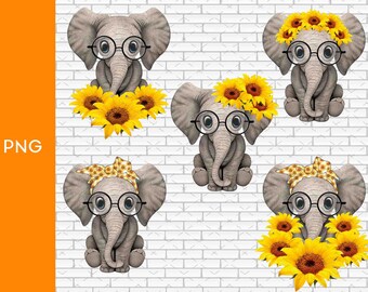 Download Elephant Sunflower Svg Etsy