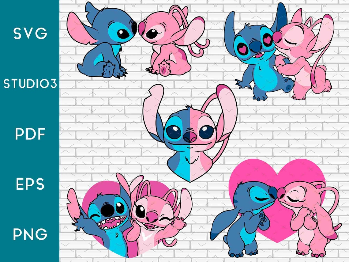 Stitch and Angel Heart SVG Lilo and stitch Svg Baby Stitch | Etsy