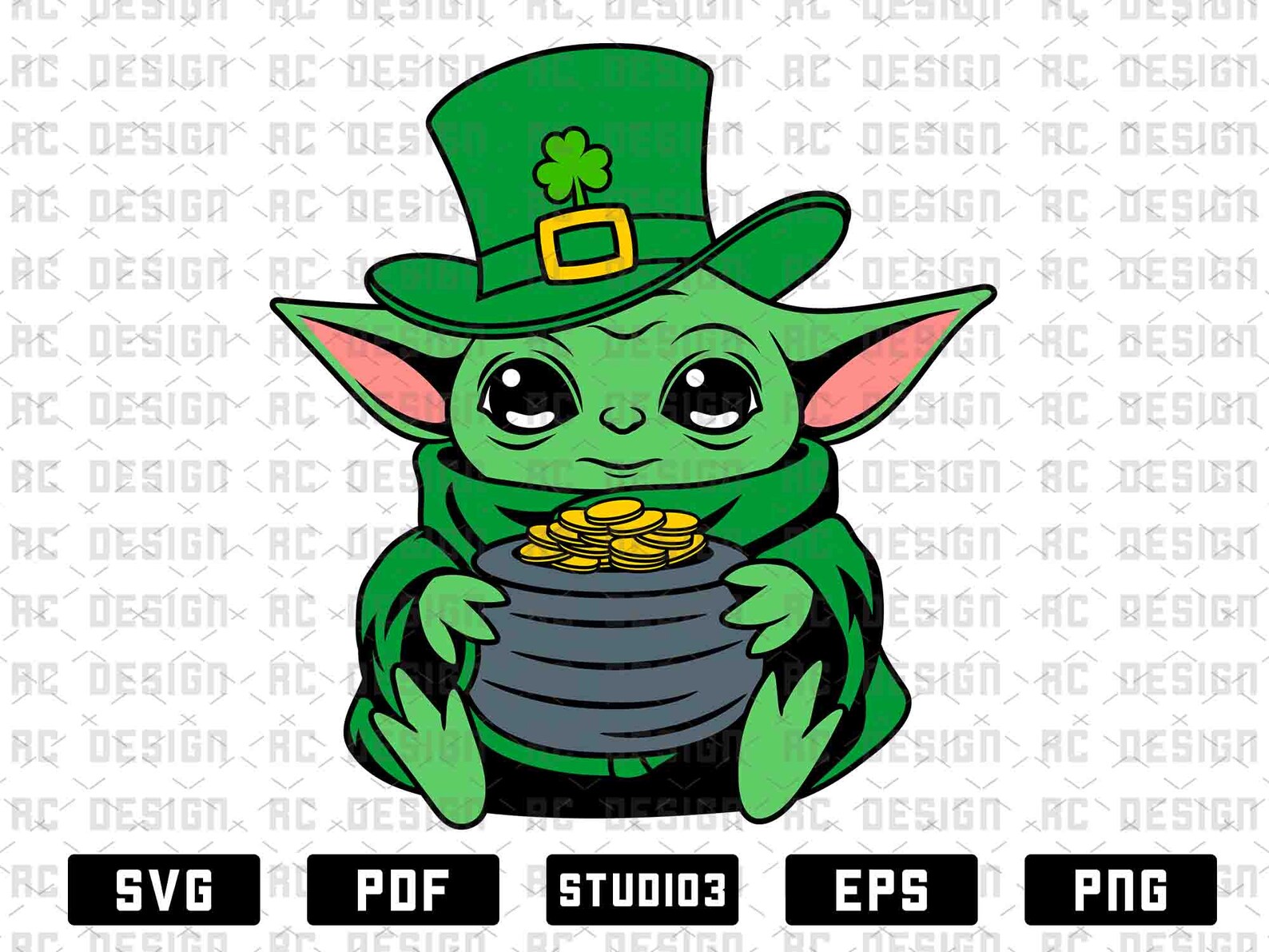 Baby yoda with pot of gold Baby yoda star wars Svg Etsy