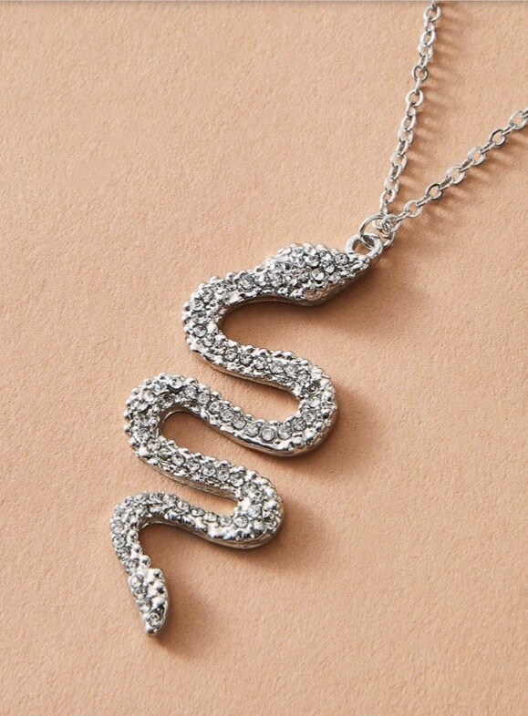 Serpent Snake Diamonds Pendant Charm Necklace Etsy