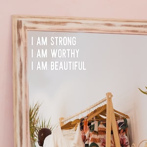 Zelfbevestiging Spiegel Sticker, Ik ben Waardige Sticker, Ik ben Mooie Decal, Ik ben Sterke Decal, Waterproof Decal, Self Love Decal, Self Care Gift