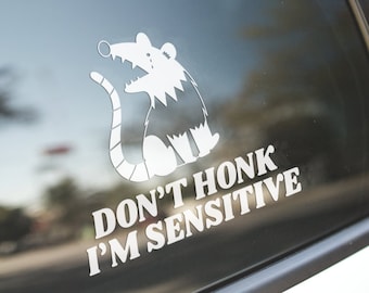 Funny Don&#39;t Honk at Me Car Decal, Funny Car Decal, Possum Decal, I&#39;m Sensitive Decal, Waterproof Decal, Don&#39;t Honk I&#39;m Having a Crisis Decal
