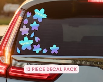 Sakura Blossom Decal, Sakura Decal, Holographic Cherry Blossom Decal, Kawaii Car Decals, Sakura Petals, JDM Decal, Windshield Decal