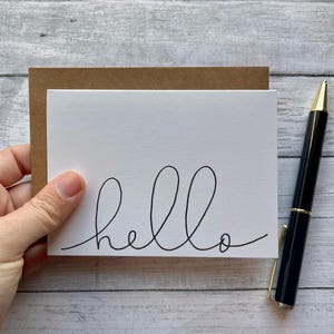 Set of 10 Minimalist Hand Drawn Greeting Cards, Kraft Envelopes, 3.5” x 5” size, All-Occasion