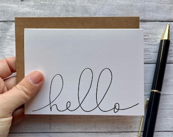Set of 10 Minimalist Hand Drawn Greeting Cards, Kraft Envelopes, 3.5” x 5” size, All-Occasion