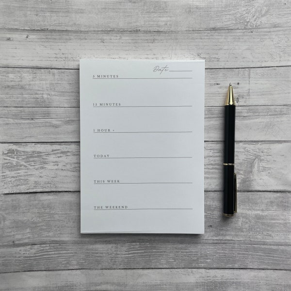 Task Organizing Notepad, Minimalist Daily Planner, 5"x7" To Do List Notepad, 50 Tear-Away Pages