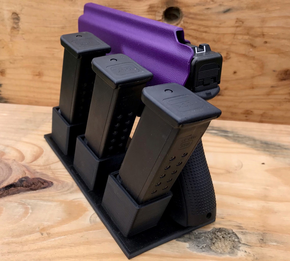 GLOCK Pistol Stand with 3 Mag Holders Etsy