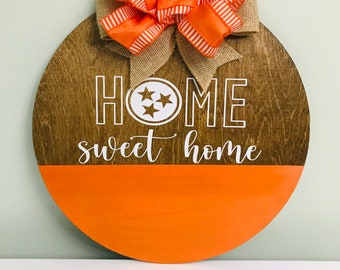 Front Door Decor | Tennessee Vols | Hanger | Wreath | Housewarming Gift | Decor | Orange Volunteer State | Rocky Top Football | College SEC