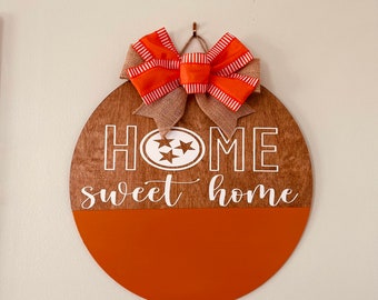 Door Decor Tennessee Vols Hanger Wreath Housewarming Gift Football Fan College Home Sweet Orange Volunteer State Rocky Top