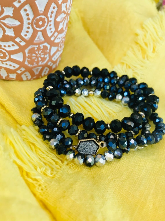 Kendra Scott Supak Beaded Bracelet Set in Black Spinel ($95) ❤ liked on  Polyvore featuring … | Fashion bracelets jewelry, Beaded bracelets, Black  hills gold jewelry