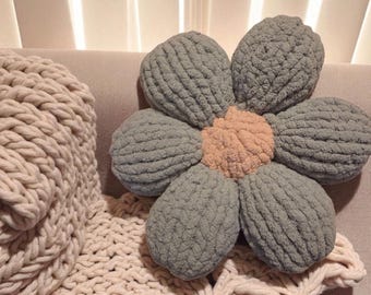 Hand Knit Flower Pillows