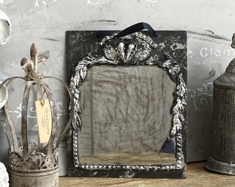 Black Silver Goth Wall Mirror Magpie Skull, Ornate Gallery Victorian Baroque Mirror, Rectangle Dark Goth Wall Art Mirror, Occult Wall Decor