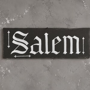 Salem Witch Goth Wood Plaque, Dark Altar Wall Art, Occult Pagan Sign image 5