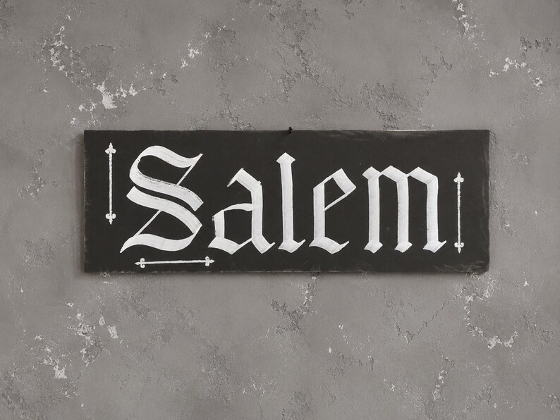 Salem Witch Goth Wood Plaque, Dark Altar Wall Art, Occult Pagan Sign image 5