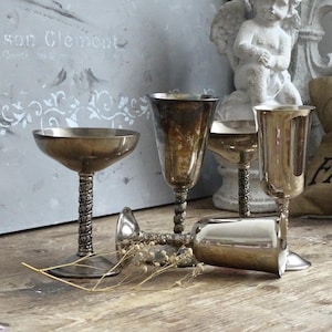 Witch Altar Silver Plated Chalice Goblet, Vintage Metal Ritual Goblet, Wine Offering Cup, Medieval Wicca Pagan Chalice, Spell Ceremony Cup